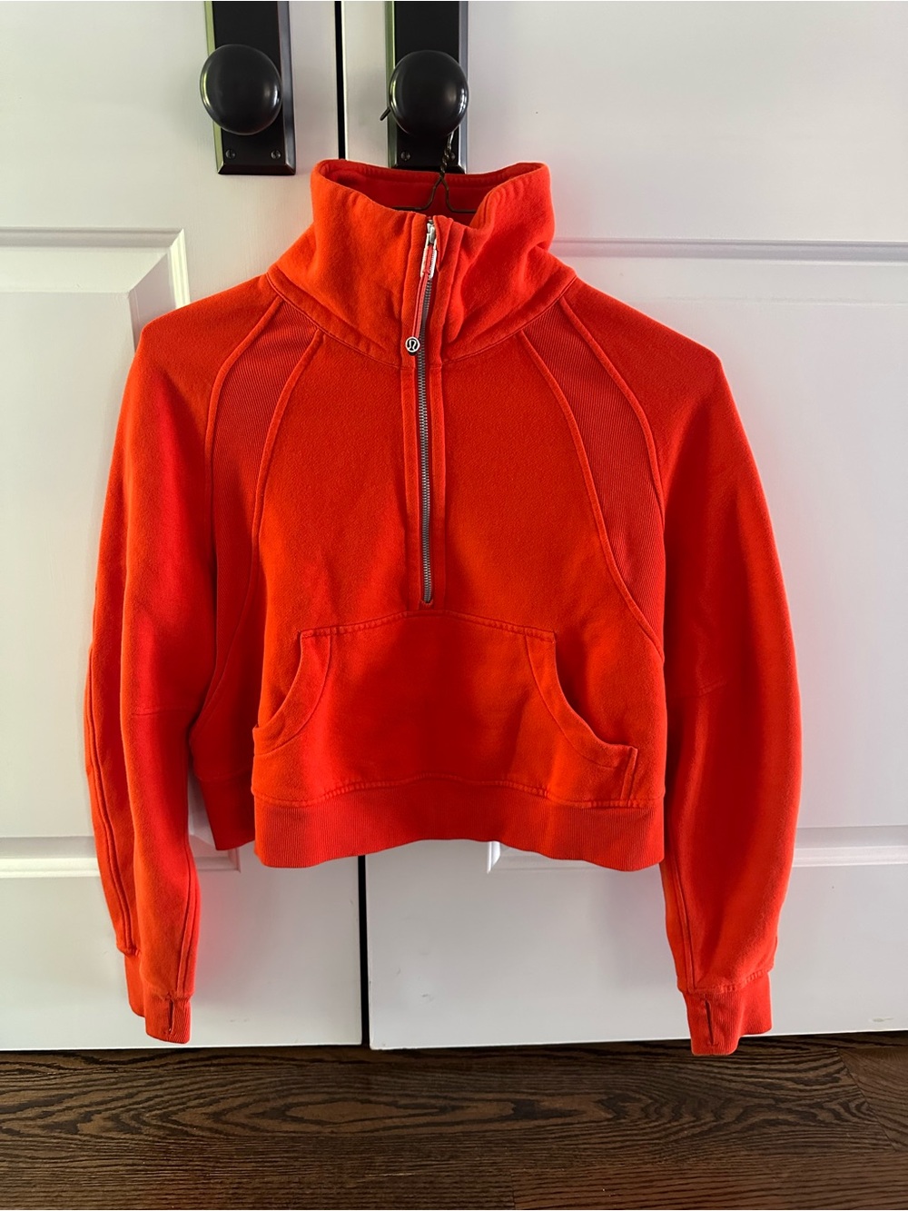 Lululemon Red/Orange oversized half zip Scuba Funnel Neck size Xs